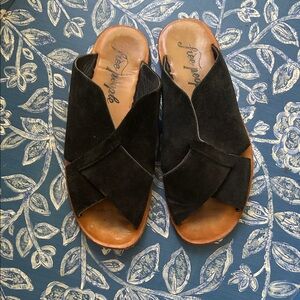 Free People Black Crisscross Sandals